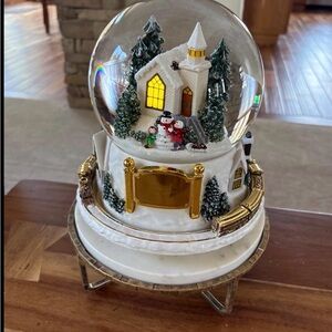 Holiday Snow Globe with Gold Accents